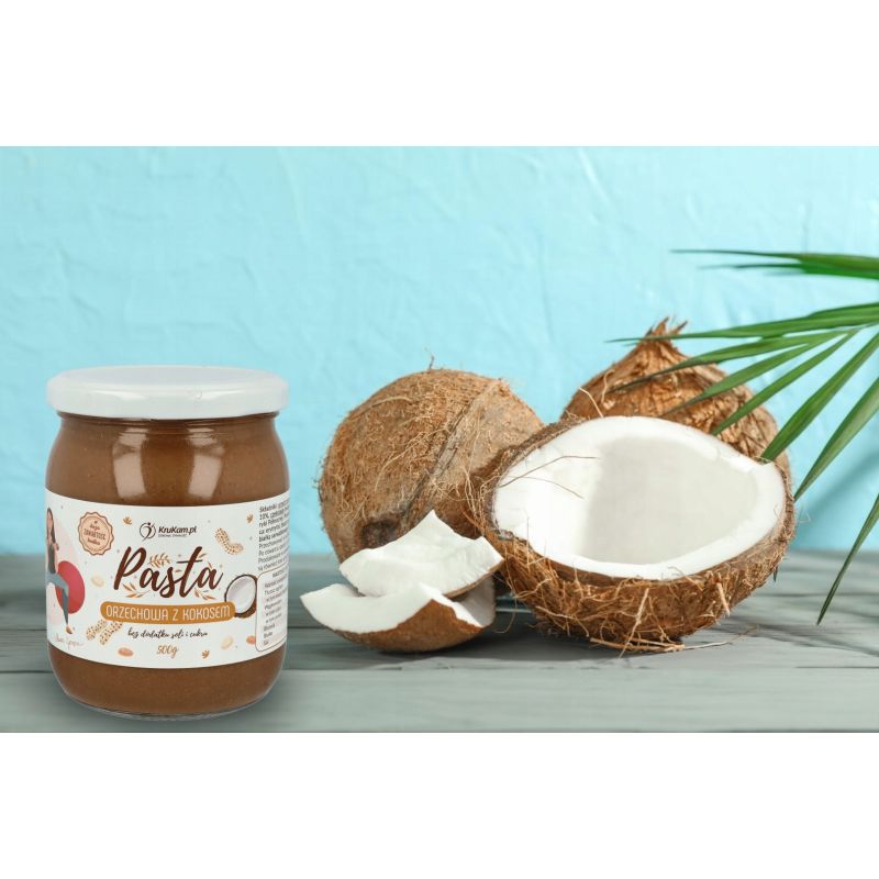 KRUKAM Pasta Orzechowa z Kokosem 500g - Masło Orzechowe Kokosowe
