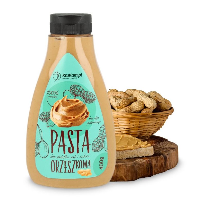 KRUKAM Pasta Orzechowa 100% w Butelce 400g - Masło Orzechowe 100%