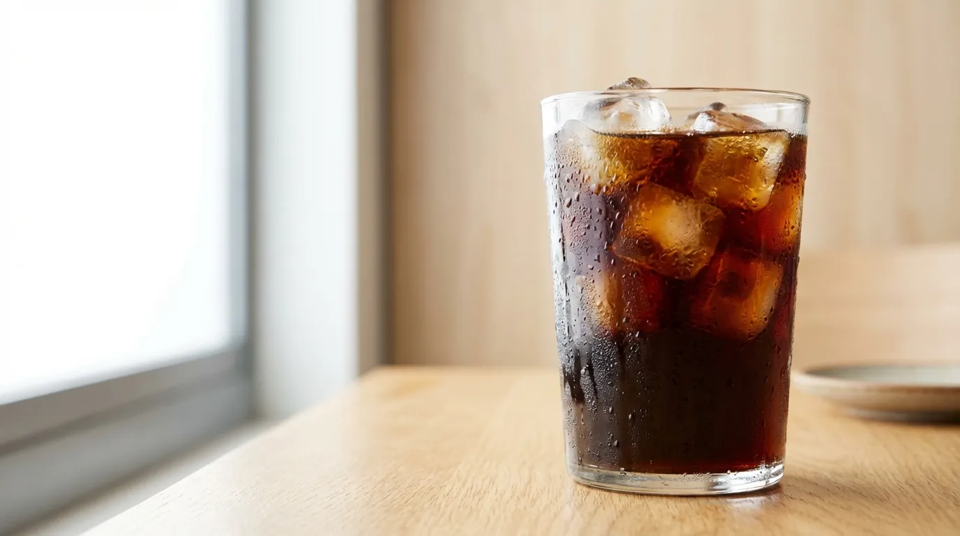 Szklanka cold brew z lodem — gotowy napój po 12-24 godzinach ekstrakcji
