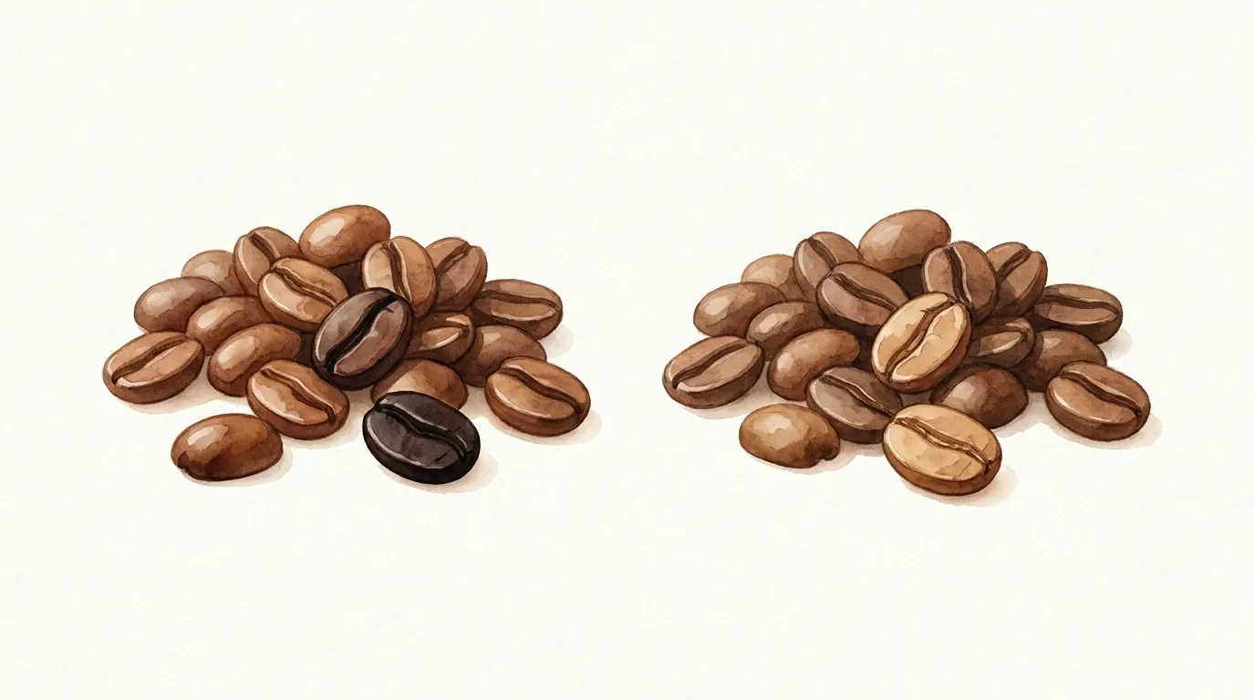 Ziarna espresso roast i filter roast: podobny kolor, inne wnętrze