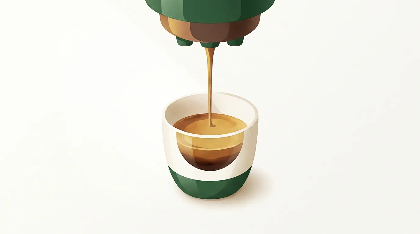 Strumień espresso spływający do filiżanki