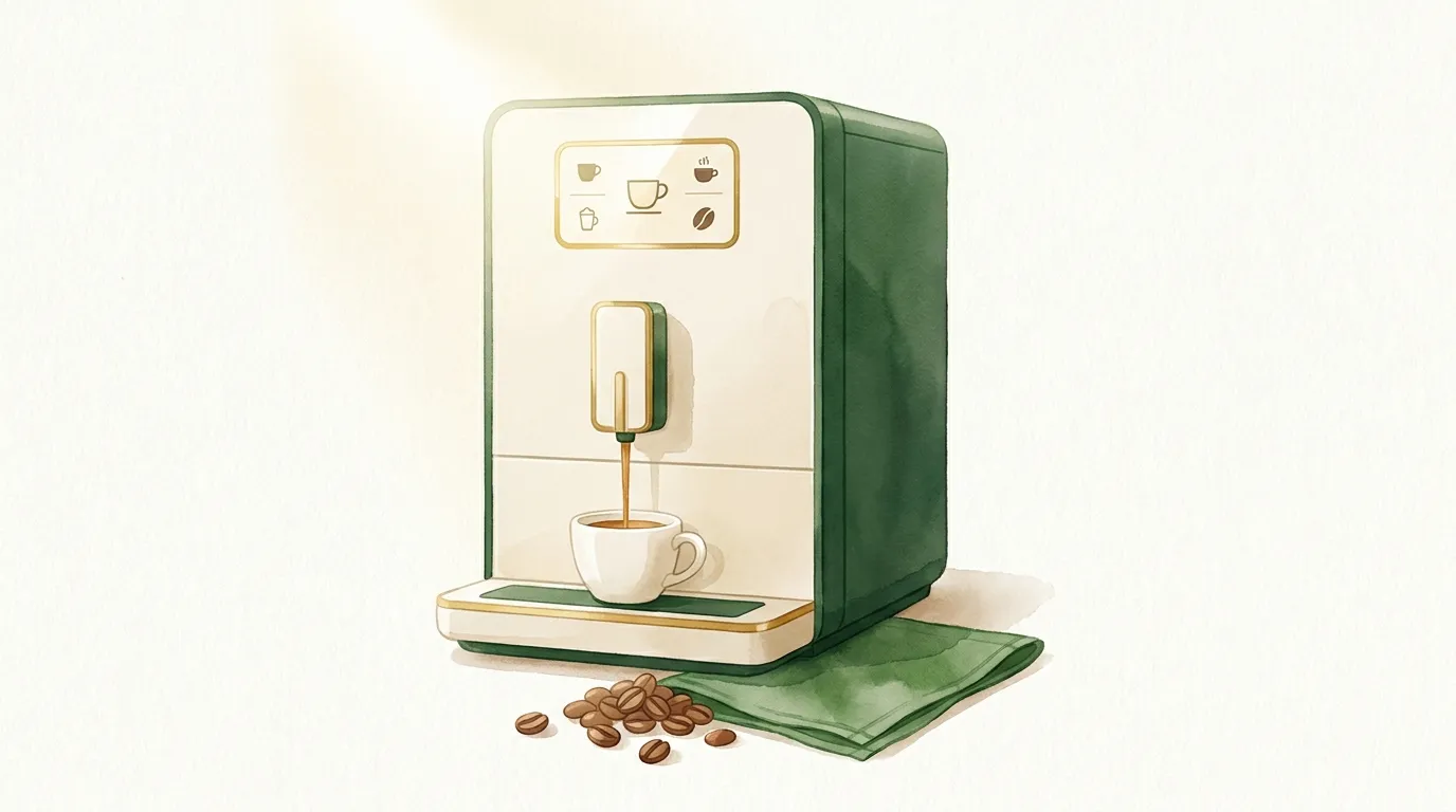 Ekspres automatyczny z panelem dotykowym podczas parzenia espresso