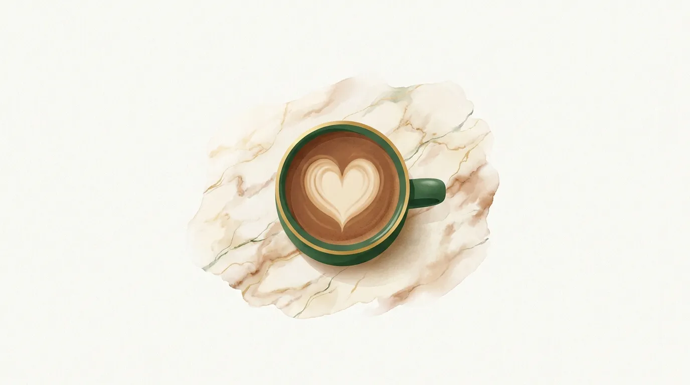 Cappuccino z sercem latte art, widok z góry