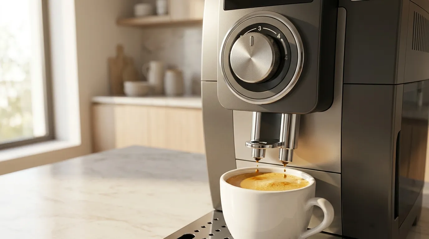 Ekspres automatyczny DeLonghi z ustawieniem siły kawy — dawka wpływa na proporcję kawy do wody