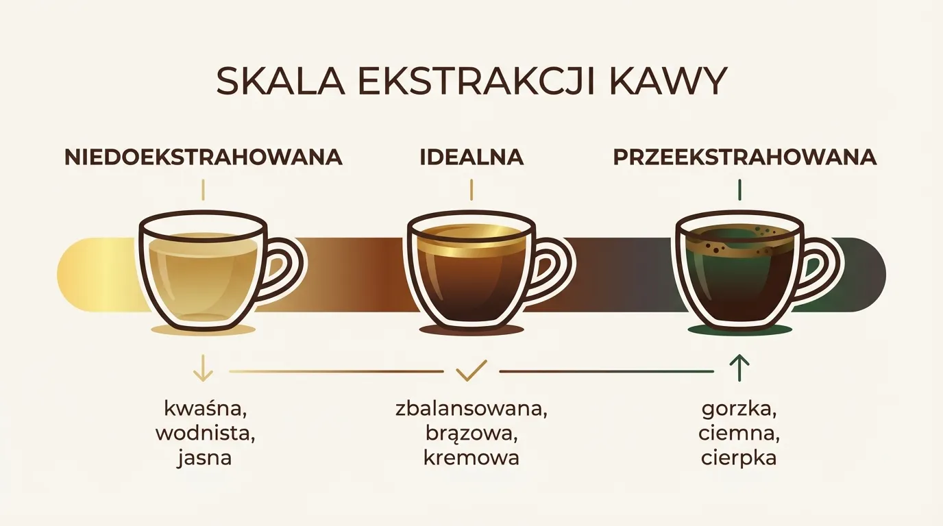 Skala ekstrakcji kawy — od kwaśnej przez idealną do gorzkiej