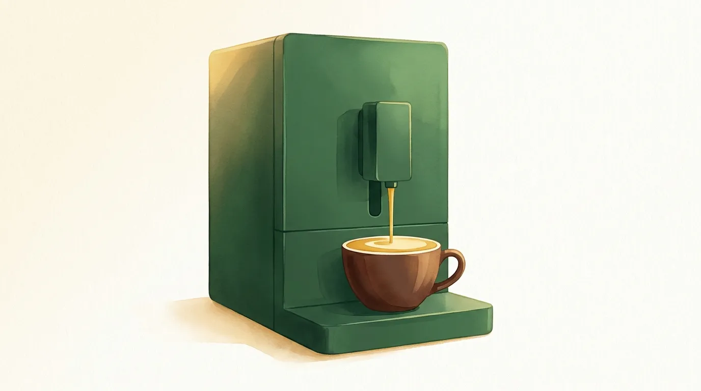 Ekstrakcja espresso z ekspresu automatycznego: złoty strumień i crema