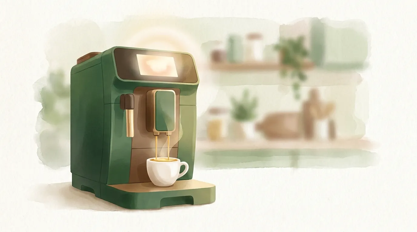 Espresso testowe Bean Adapt spływa do małej filiżanki pod wylewką DeLonghi Rivelia