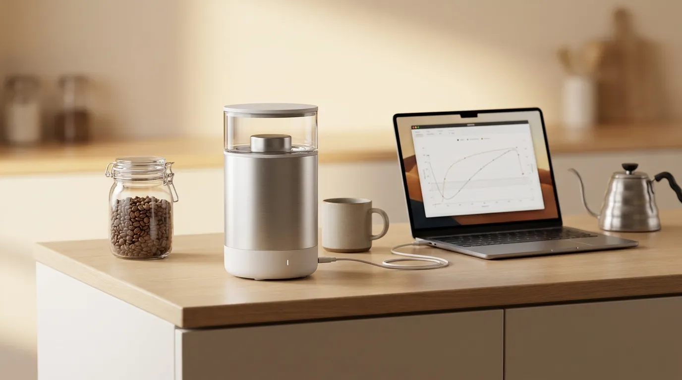 Kaffelogic Nano 7e — kompaktowy home roaster z bean probe i aplikacją na PC do programowania profili