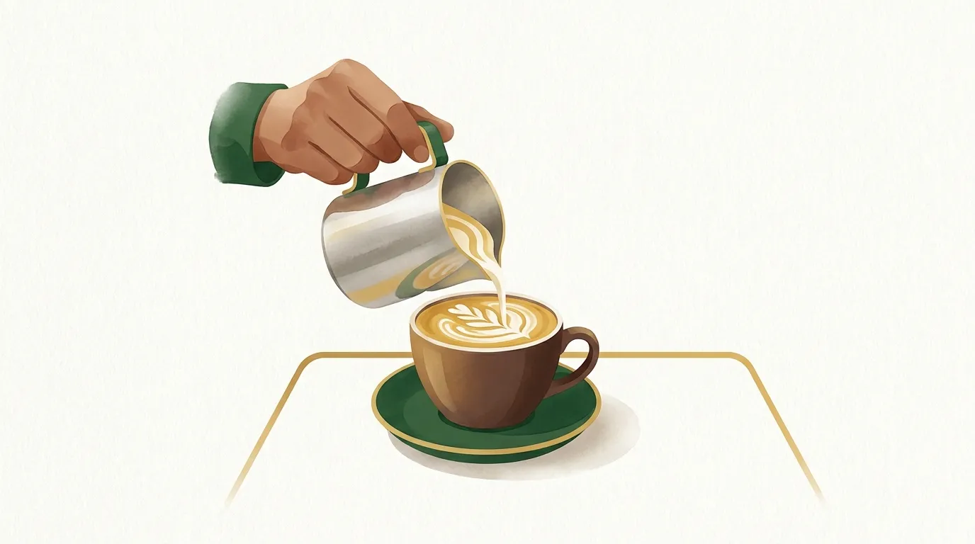 Wlewanie mleka do espresso: latte art rosetta