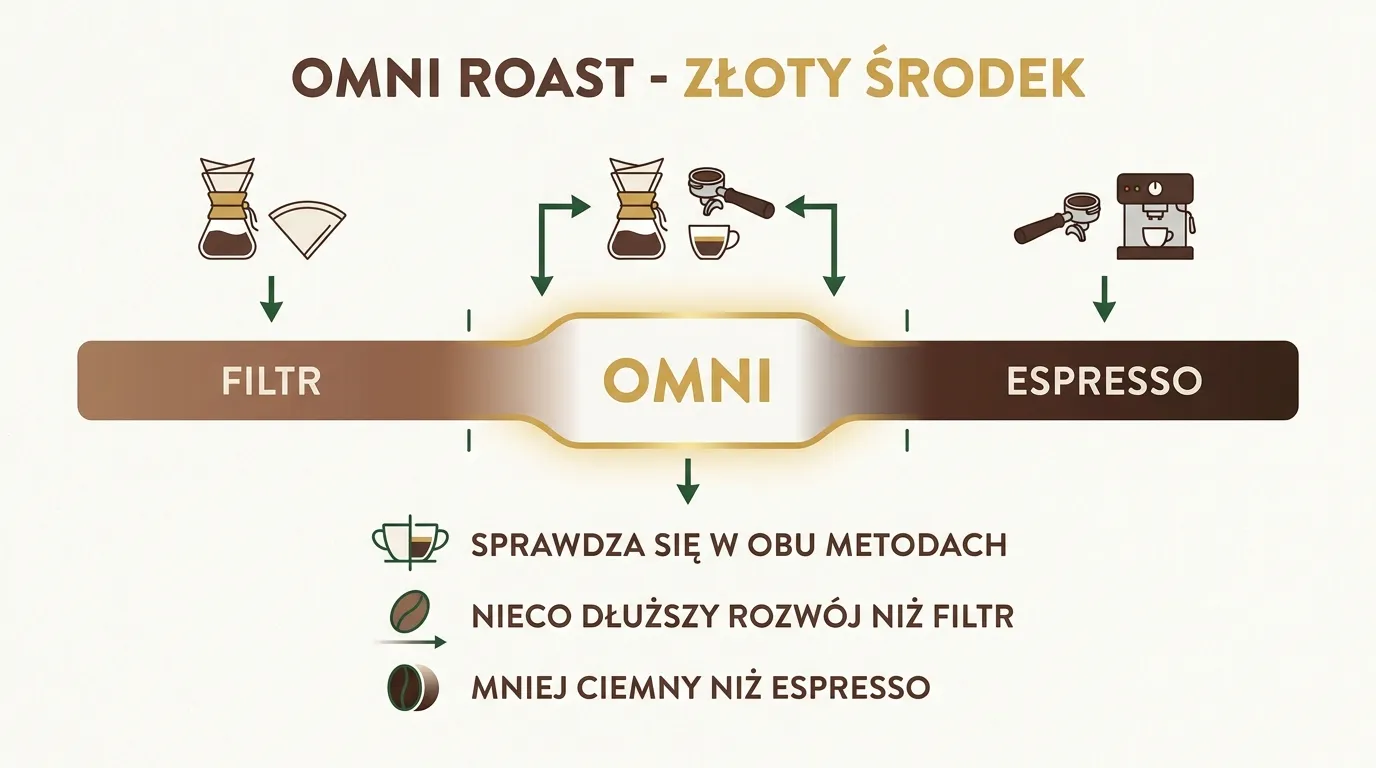 Schemat omni-roast jako kompromis między espresso i filter — jeden profil, dwa parzenia, żadne nieidalne