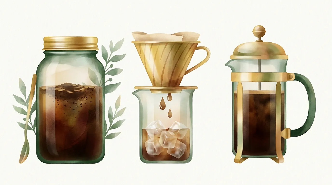 Trzy metody kawy na zimno: cold brew, kawa przelewana na lód i French press