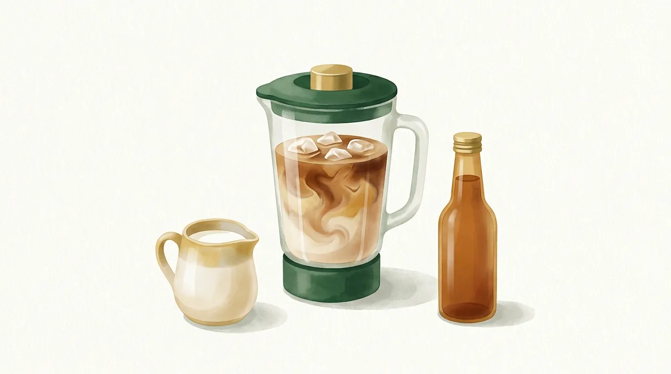Frappé w blenderze: espresso, lód, mleko i syrop