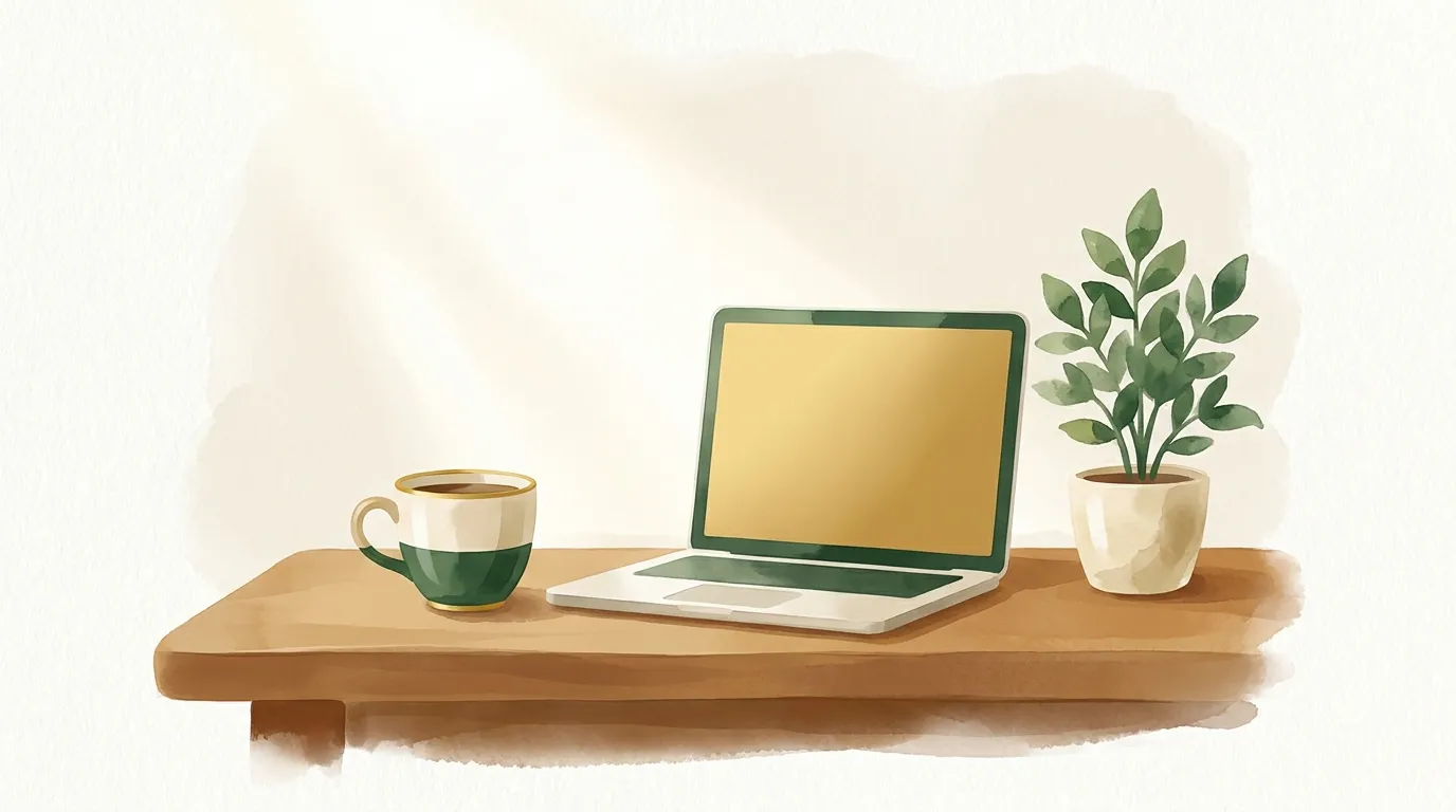 Poranna kawa na biurku obok laptopa
