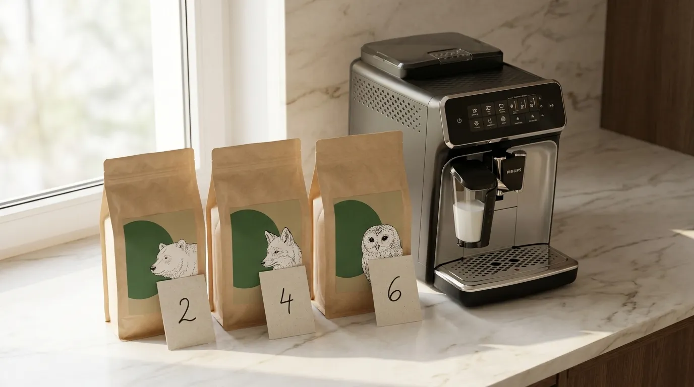 Tabela ustawień Philips LatteGo dla kaw CRAFTBE — mielenie, siła i temperatura per produkt