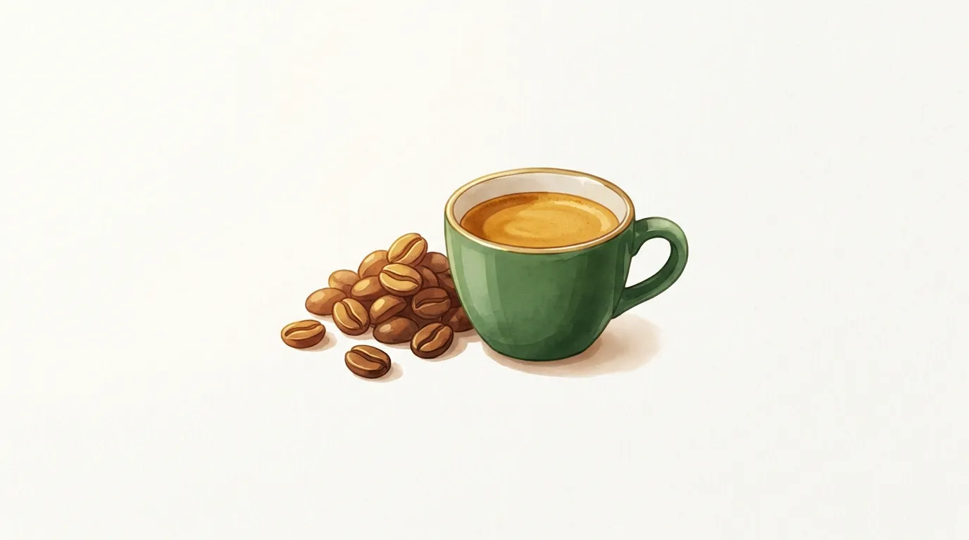 Świeżo palone ziarna obok espresso z gęstą cremą