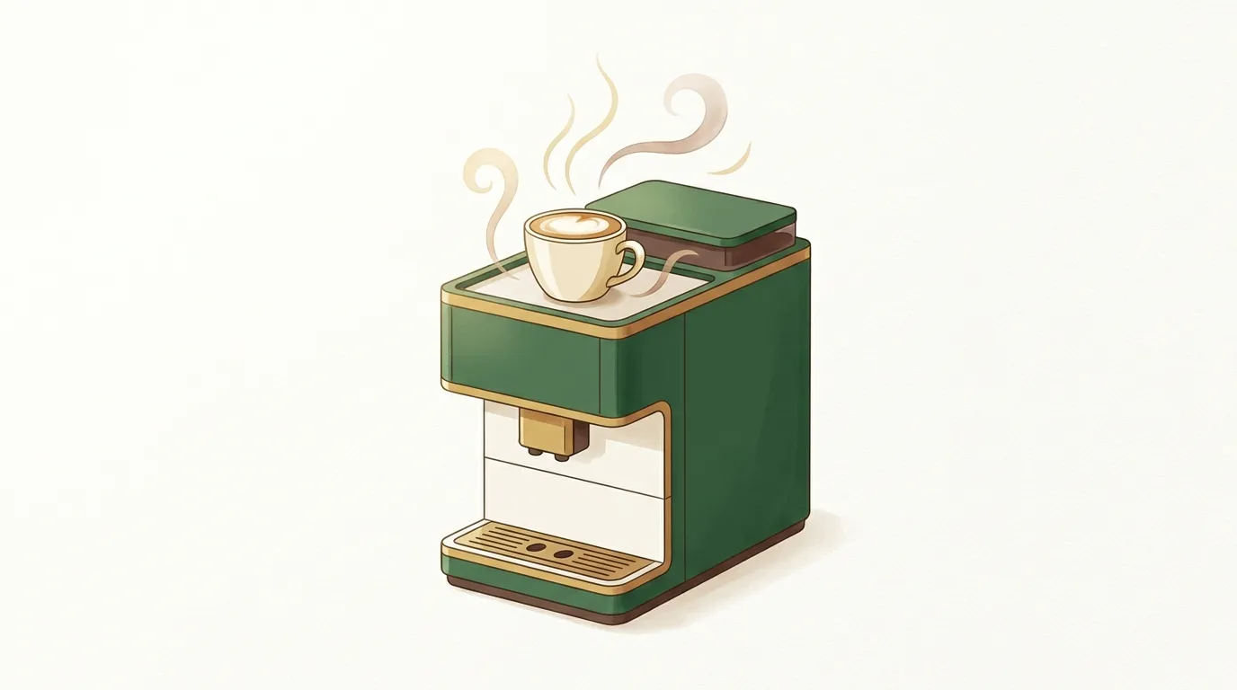 Filiżanka cappuccino podgrzewana na górze ekspresu automatycznego