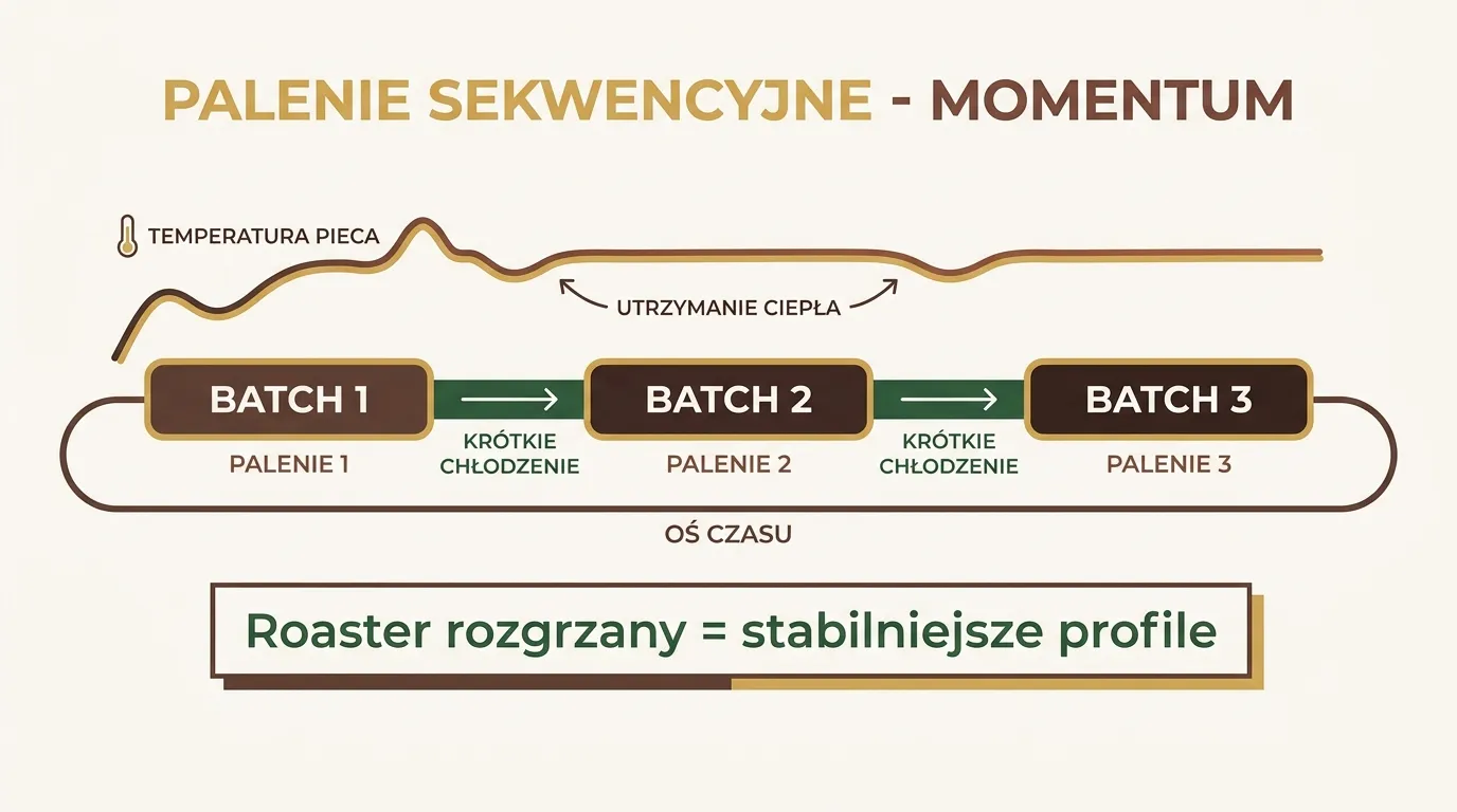 Wykres porównania pierwszego i drugiego roastu back-to-back — różnica w kształcie krzywej przy identycznych ustawieniach