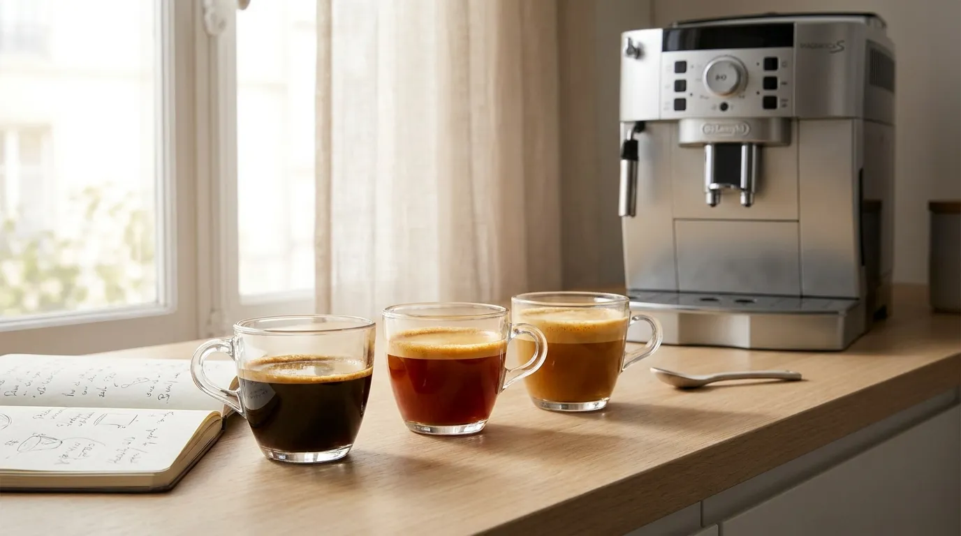 Proces dostrajania mielenia w ekspresie — porównanie espresso z różnymi ustawieniami