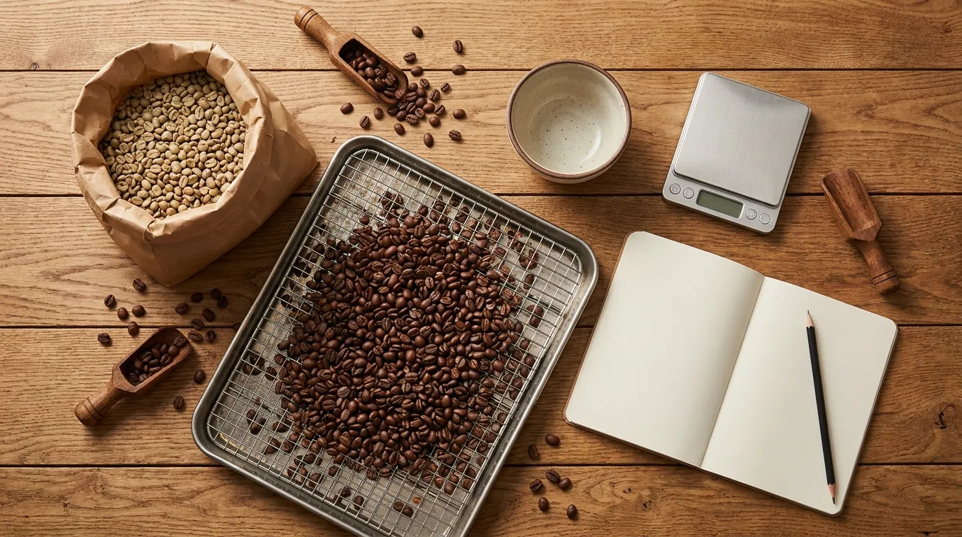 Zielona kawa specialty CRAFTBE na blacie kuchennym — 9 originów do home roastingu