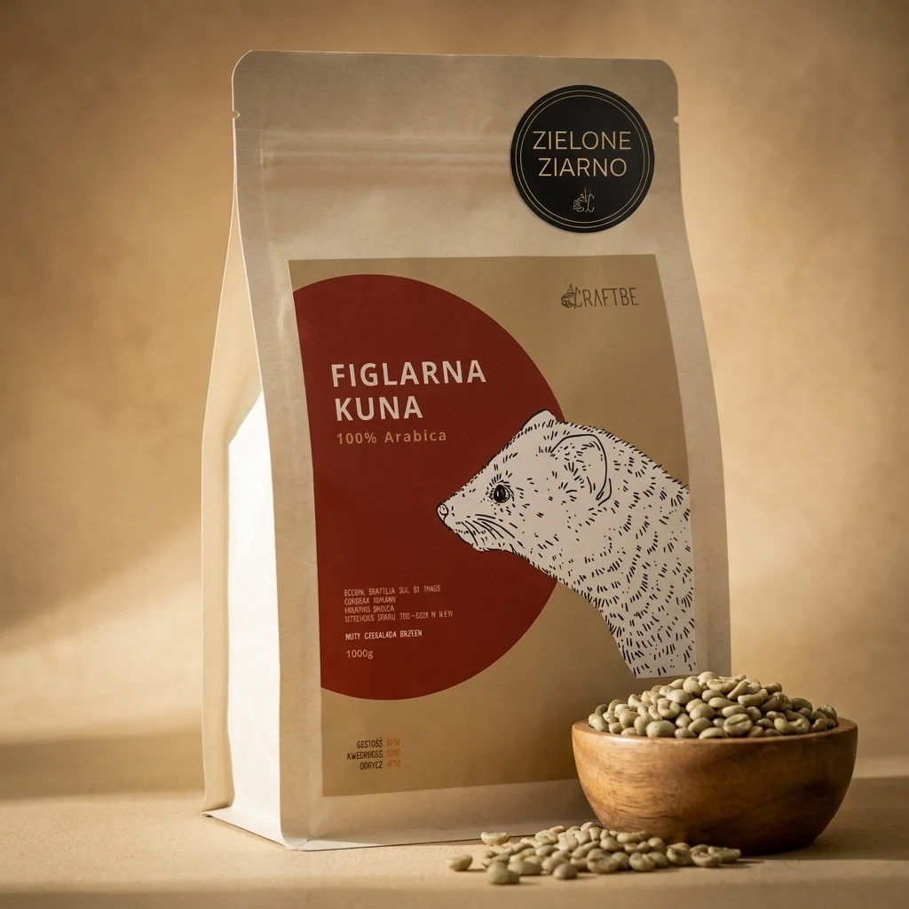 Kawa zielona Figlarna Kuna — Zielone Ziarno - opakowanie