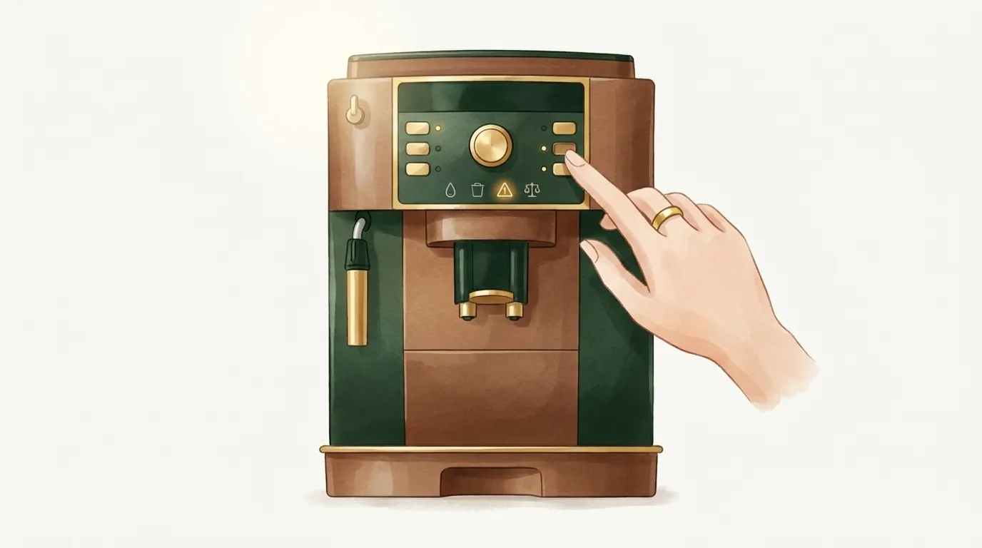 Komunikaty i symbole DeLonghi — co znaczy migająca ikona i jak ją wyłączyć