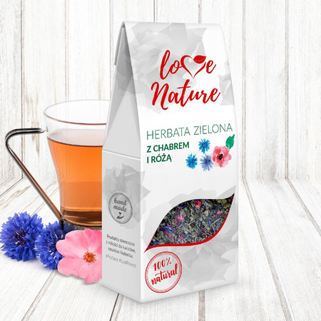 LoveNature Herbata Zielona Chaber Róża 80g