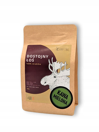 KAWA MIELONA DOSTOJNY ŁOŚ 250 g CRAFTBE ŚWIEŻO PALONA ARABICA 100% BRAZYLIA