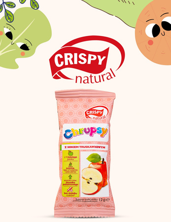 Crispy Natural - Suszone Kostki z Jabłek o Smaku Truskawkowym 12g