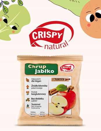 Crispy Natural Suszone Chipsy Jabłkowe z Cynamonem 18g