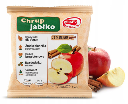 Crispy Natural Suszone Chipsy Jabłkowe z Cynamonem 18g