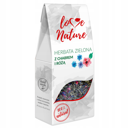 LoveNature Herbata Zielona Chaber Róża 80g