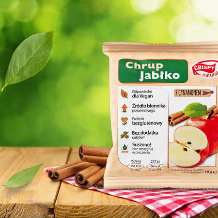 Crispy Natural Suszone Chipsy Jabłkowe z Cynamonem 18g