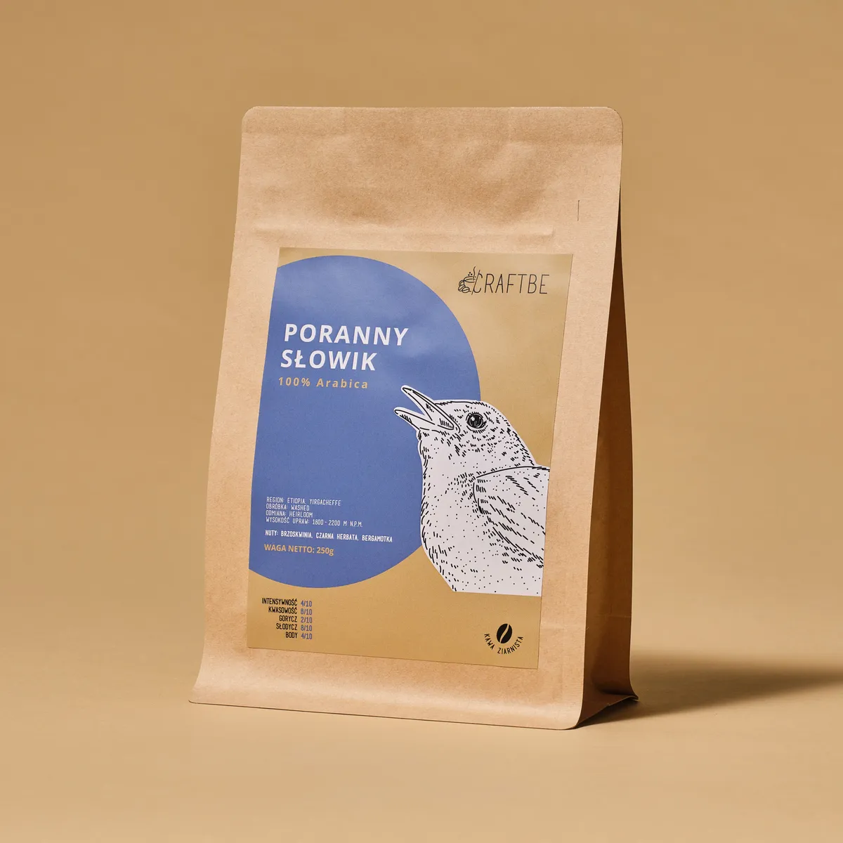 Poranny Słowik pod przelew, opakowanie 250 g (zdjęcie: wersja pod ekspres, ta sama paczka 250 g)