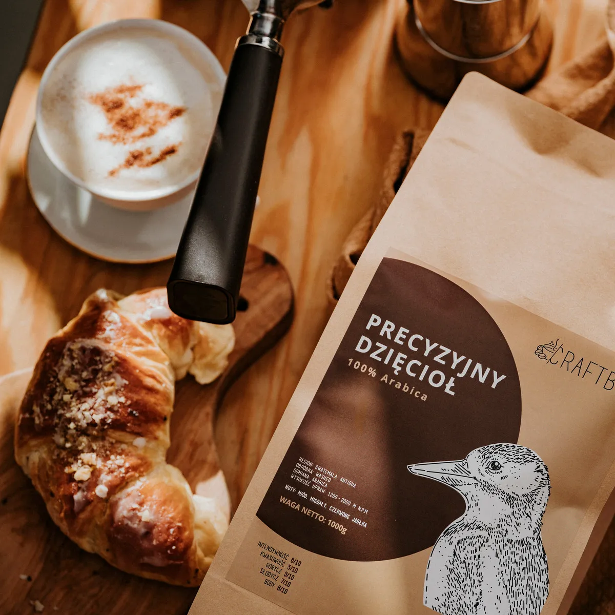 Precyzyjny Dzięcioł 1 kg, kolba, cappuccino, croissant